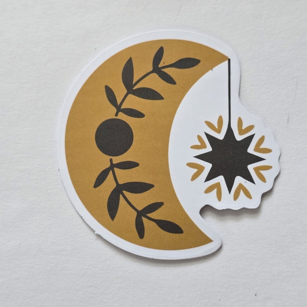 10/$10  Gold and Black Moon Design Sticker